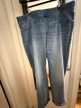 Lane Bryant Light Blue High-Rise Jeans with Rhinestones
